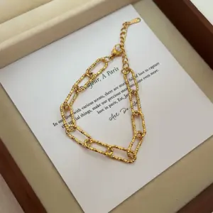 【XKB0160】Textured Chain Bracelet / Gold