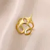 Wholesale PVD Coated Real Gold Plated Geometric 304 Stainless Steel Nordic Style Hip-Hop Classic Style Waterproof Non Tarnish Open Rings
