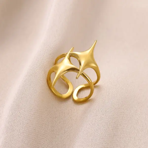 Wholesale PVD Coated Real Gold Plated Geometric 304 Stainless Steel Nordic Style Hip-Hop Classic Style Waterproof Non Tarnish Open Rings