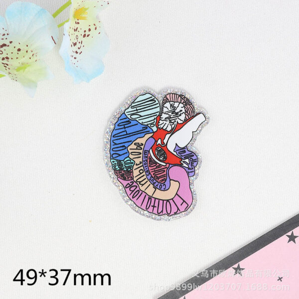 Wholesale New loose powder cross-border cartoon organ medical letter bag jewelry acrylic pin cute DIY patch