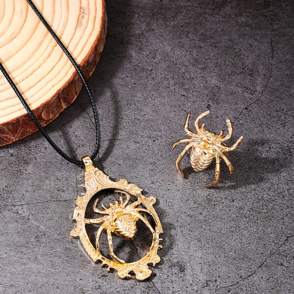 oly-c2979daabf6951cd996eeb7966367e96 Wholesale fashion street style metal creative big spider lady necklace ring jewelry suit