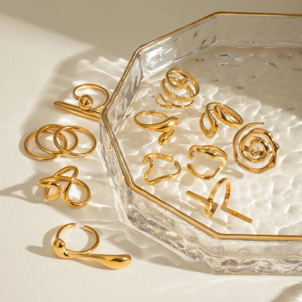 Wholesale Wanxing European and American Style Stainless Steel Ring Women's Niche High-grade Light Luxury Irregular Simple Open Titanium Steel Ring Cross-border