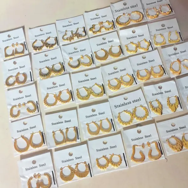 Stainless Steel Earrings Fashion 18K Gold Plated Ladies Lightweight Ear Jewelry Geometric