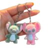 Wholesale Cartoon Stitch Keychain Pendant Three-Dimensional Flocking Bear Doll Car Keychain Bag Pendant Small Gift