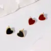 Wholesale 304 Stainless Steel Heart Shape PVD Coated 18K Real Gold Plated 18K Gold Sweet Simple Style Streetwear Waterproof Non Tarnish Plating Ear Studs