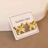 304 Stainless Steel Triangle Pentagram Flower Electroplating Stone-Free Golden Plated Elegant Simple Style Waterproof Non Tarnish Ear Studs
