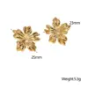 304 Stainless Steel Flower PVD Coated 18K Real Gold Plated 18K Gold Sweet Simple Style Waterproof Non Tarnish Plating Ear Studs