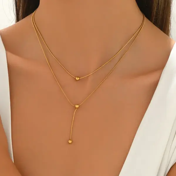 304 Stainless Steel Heart Shape PVD Coated Stone-Free 18K Real Gold Plated Casual Simple Style Commute Waterproof Non Tarnish Micro Super Whisper Thin Chain Necklace