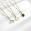 Wholesale Jewelry Casual Simple Style Oval Titanium Steel Cat's Eye Stone Plating Inlay Pendant Necklace
