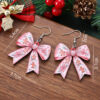 Wholesale Christmas gingerbread man flower Christmas tree bow pendant earrings, wooden double-sided earrings, gift