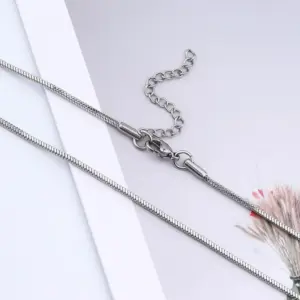 1.2mm Steel Color Square Snake Bones Chain / 45+5cm