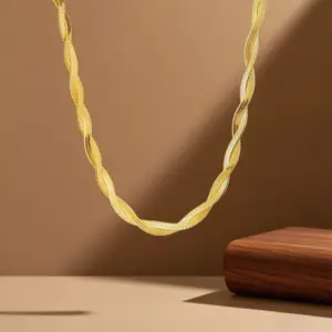 X0308-Double Strand Blade Chain-Necklace- Gold