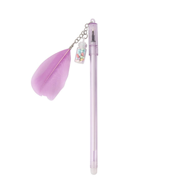 Wholesale Creative feather drift bottle pendant gel pen ins high color value pendant sign pen student erasable fountain pen