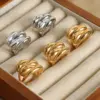 Wholesale 304 Stainless Steel Geometric PVD Coated 18K Gold Plated Casual Elegant Simple Style Waterproof Non Tarnish Plating Gold Silver Rings