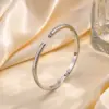304 Stainless Steel Solid Color PVD Coated Real Gold Plated 18K Gold Simple Style Waterproof Non Tarnish Gold Sier Bangle