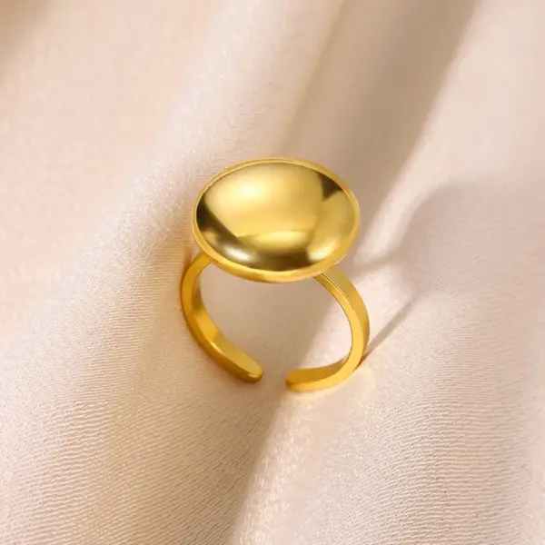 Wholesale PVD Coated Real Gold Plated Round Star Heart Shape 304 Stainless Steel Simple Style Classic Style Waterproof Non Tarnish Open Rings