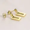 Wholesale Fashion Geometric Hollow Rectangular Pendant Titanium Steel Earrings
