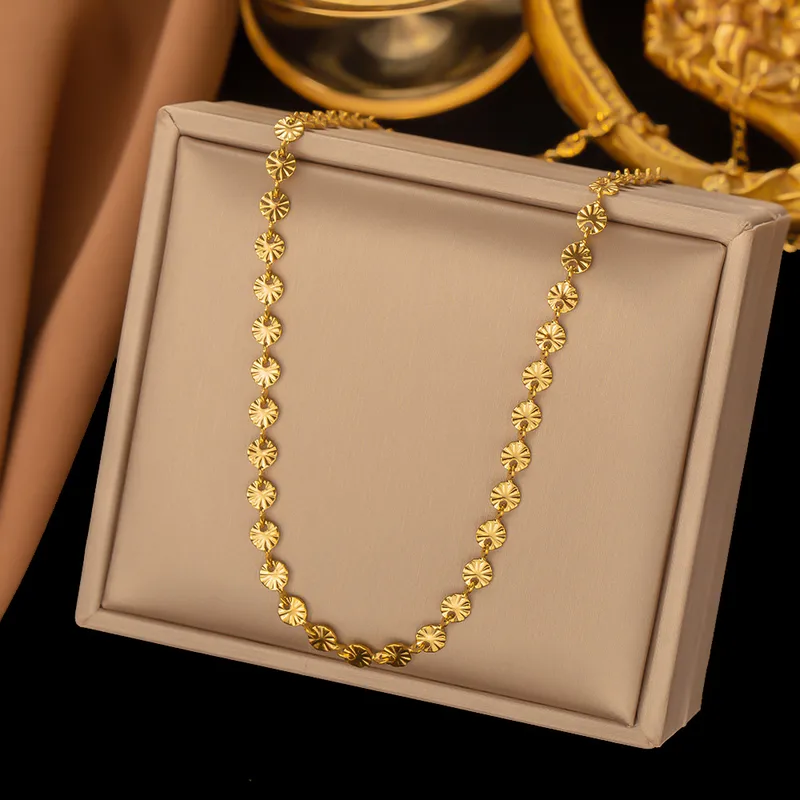 Wholesale PVD Coated Real Gold Plated 18K Gold Solid Color 304 Stainless Steel Simple Style Waterproof Non Tarnish Bracelets Necklace