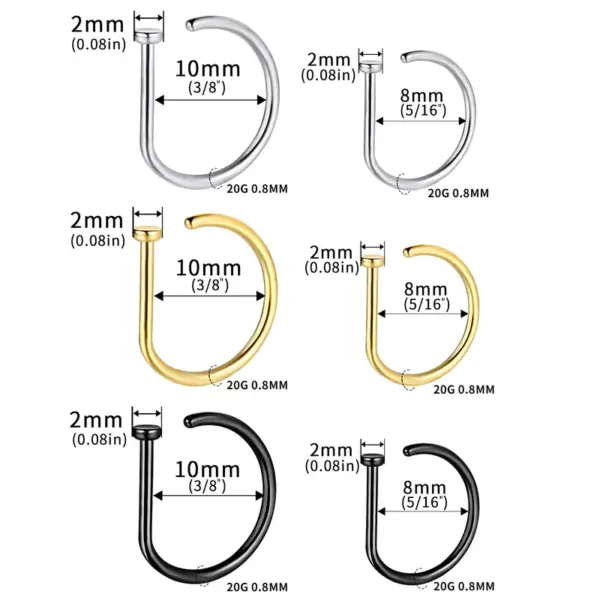 Wholesale Hot Sale G23 Titanium Piercing D-Shaped Fake Nose Ring Seamless Open Ring Nose Clip Nose Pin