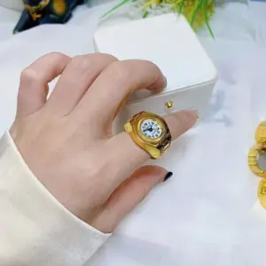 Wholesale Water Plating Clock Alloy Casual Simple Style Open Rings Rings