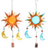 Wholesale New Sun wind chime moon metal pendant glass painted pendant creative home garden pendant spot