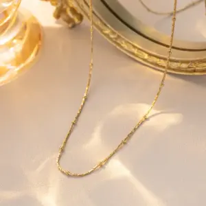 1mm Vertical Square Clip Beads 40+5cm-gold / A Bundle of One Hundred Pieces Without Packaging