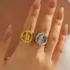 Wholesale Ion Plating (IP) 18K Gold Plated Round 304 Stainless Steel Cute Simple Style Waterproof Non Tarnish Open Rings