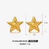 PVD Coated 18K Gold Plated Pentagram Star 304 Stainless Steel Casual Rock Streetwear Waterproof Non Tarnish Ear Studs