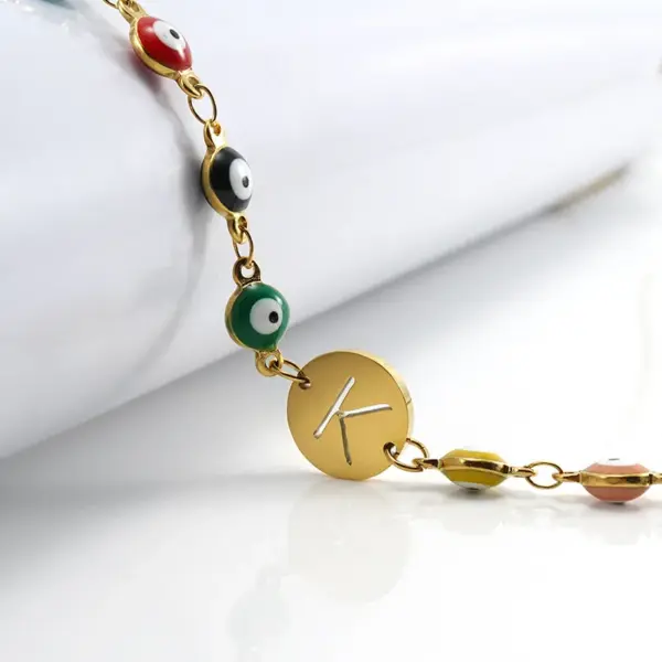 Wholesale Fashion Letter Eye 304 Stainless Steel 18K Gold Plated Stainless Steel Bracelets In Bulk