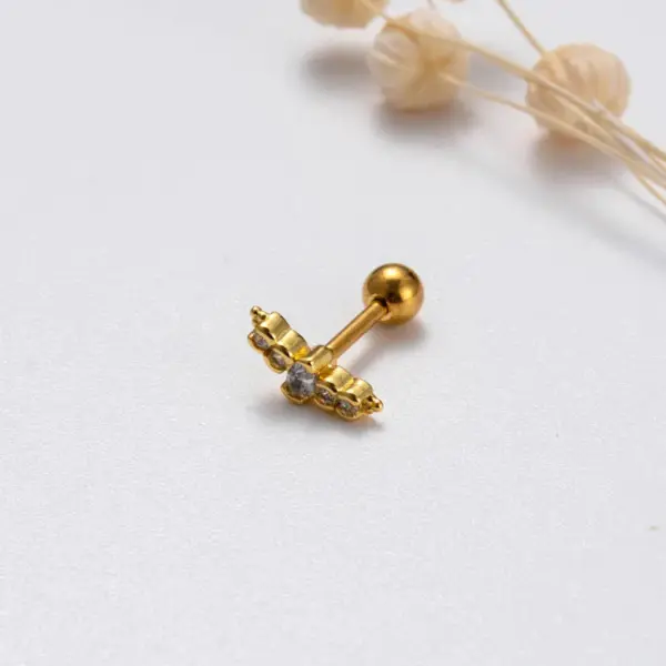 Wholesale 1 Piece Sweet Simple Style Geometric Wings Butterfly Plating Inlay Copper Zircon Cartilage Earrings