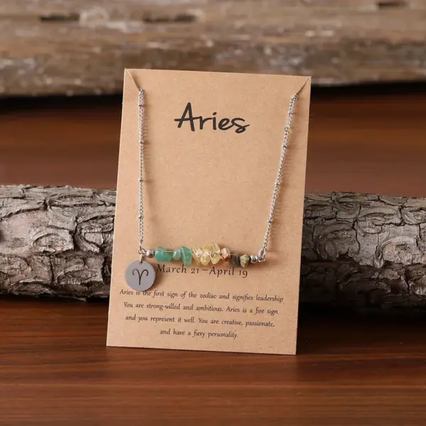 Wholesale New Arrival Twelve Constellation Natural Stone Combination Necklace Irregular Stone Pendant Good Luck Clavicle Chain Neck Chain