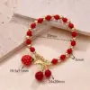Wholesale IG Style Cherry Strawberry 18K Gold Plated Acrylic Imitation Pearl Copper Beaded Chain Beaded Bracelets Wholesale