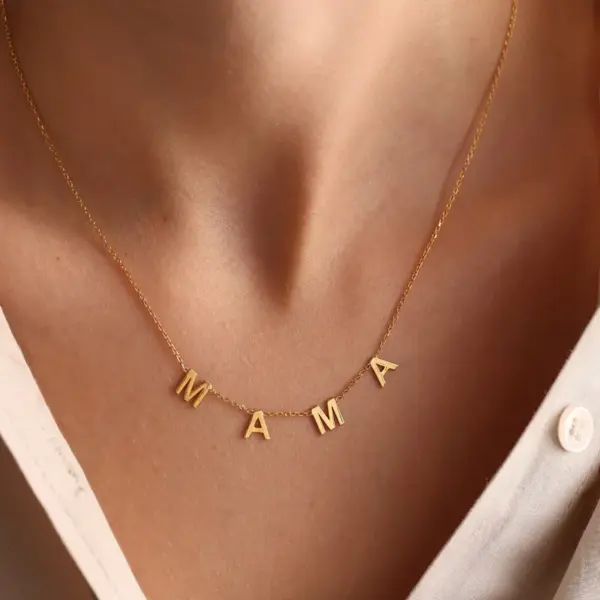 Wholesale 304 Stainless Steel Stainless Steel Letter PVD Coated 18K Gold Plated Elegant Basic Plating Gold Silver Necklace