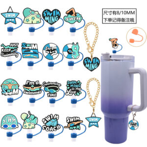 Wholesale Random 10pcs 10MM swimming dust plug straw hat creative DIY cup straw accessories