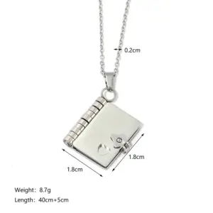 Silver Book Necklace