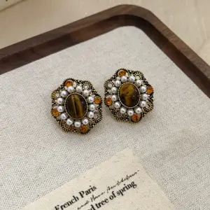 50# Silver Needle-Golden-Brown Tigereye Pearl