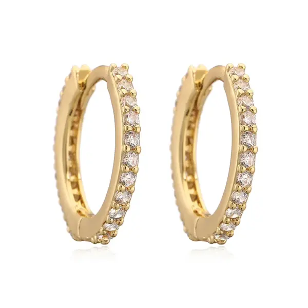 Wholesale Fashion Simple Copper Inlaid Color Diamond Round Ear Clip Earrings Women's Style Ring Light Luxury Earrings Factory Wholesale