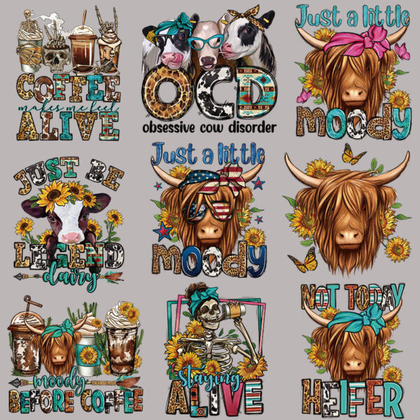 Wholesale Cartoon letter bull head heat transfer printing