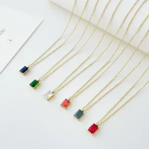 PVD Coated 18K Gold Real Gold Plated Square 304 Stainless Steel Elegant Waterproof Non Tarnish 304 Stainless Steel Pendant Necklace