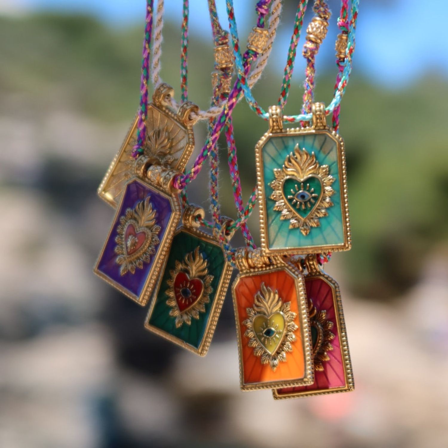 Wholesale European and American Hot Selling Fashion Simple Color Rope Love Tarot Pendant Necklace Lucky Bead Chain Gold Plated Color Preservation