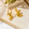 Wholesale 304 Stainless Steel Solid Color PVD Coated 18K Real Gold Plated 18K Gold Simple Style Commute Waterproof Non Tarnish Plating Hoop Earrings