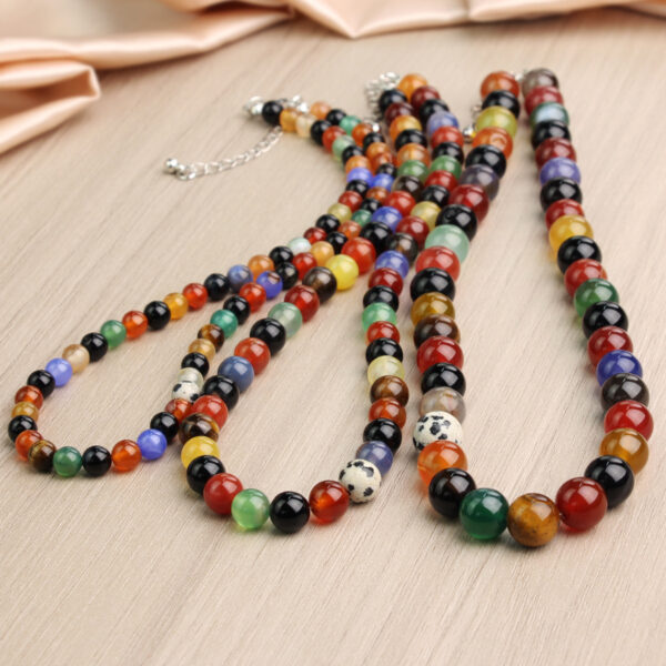 Wholesale Star with sweet cool romantic universe planet niche colorful agate stone beaded necklace holiday clavicle chain jewelry
