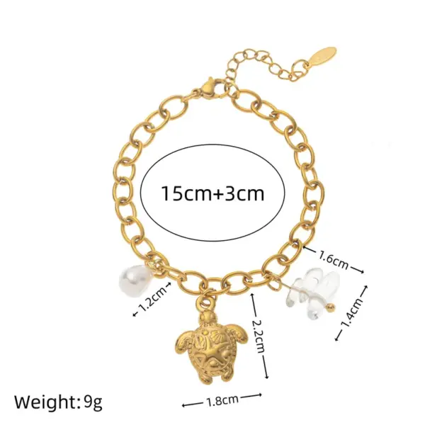 Wholesale 304 Stainless Steel Star Turtle Red Heart Vacuum Plating Zircon 18K Gold Plated Simple Style Twisted Rope Chain Belcher Chain Lobster Trigger Clasp Closure Multi Charms Bracelet Bracelets