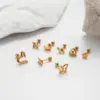 1 Piece Ear Cartilage Rings & Studs Retro Punk Korean Style Heart Shape Butterfly 316L Stainless Steel Waterproof Non Tarnish Surgical Steel