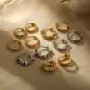 Wholesale PVD Coated Real Gold Plated Twist 304 Stainless Steel Casual Simple Style Waterproof Non Tarnish Hoop Earrings
