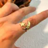 Wholesale PVD Coated Real Gold Plated 18K Gold Star Moon 304 Stainless Steel Casual Retro Waterproof Non Tarnish Open Rings