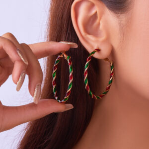 oly-c3210365175134ff98970f0b99733f89 Wholesale Christmas Colorful Spiral Geometric Earrings