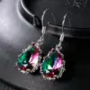 Wholesale Retro Water Droplets Inlaid Crystal Copper Artificial Gemstones Crystal Earrings