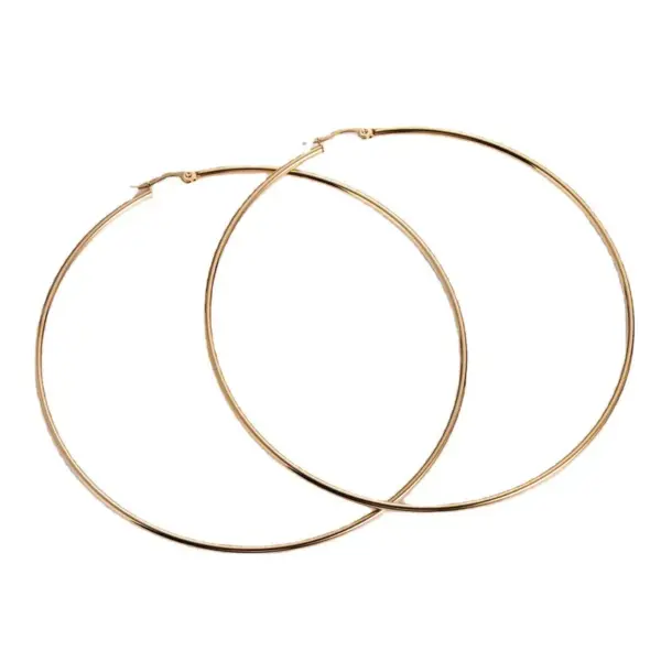 Wholesale PVD Coated 18K Gold Plated Round 304 Stainless Steel Exaggerated Waterproof Non Tarnish Hoop Earrings