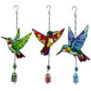 oly-c32b899320fd3bb4bedb6c3623eb3488 Wholesale New cross-border product: Glass hummingbird wind chime, diamond glass craft ornament, creative garden courtyard bell pendant.